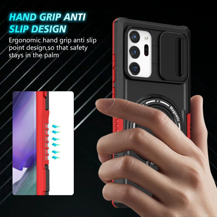 For Samsung Galaxy Note20 Ultra Sliding Camshield Magsafe Holder TPU Hybrid PC Phone Case(Black Red) - Galaxy Note20 Ultra Cases by PMC TechLife | Online Shopping South Africa | PMC TechLife