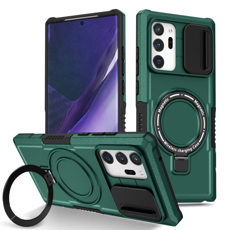 For Samsung Galaxy Note20 Ultra Sliding Camshield Magsafe Holder TPU Hybrid PC Phone Case(Deep Green) - Galaxy Note20 Ultra Cases by PMC TechLife | Online Shopping South Africa | PMC TechLife