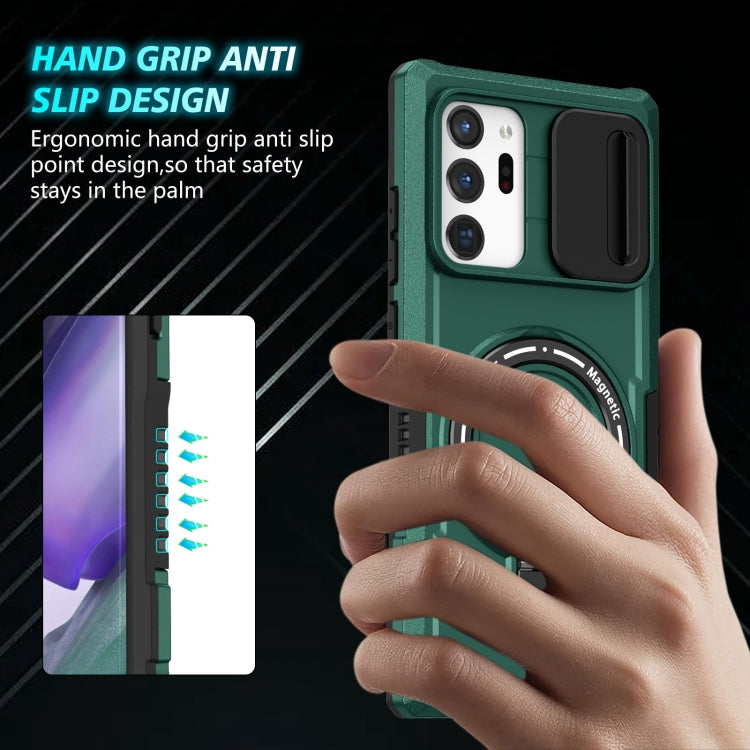 For Samsung Galaxy Note20 Ultra Sliding Camshield Magsafe Holder TPU Hybrid PC Phone Case(Deep Green) - Galaxy Note20 Ultra Cases by PMC TechLife | Online Shopping South Africa | PMC TechLife