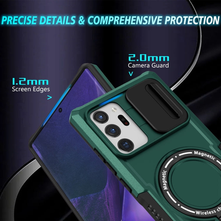 For Samsung Galaxy Note20 Ultra Sliding Camshield Magsafe Holder TPU Hybrid PC Phone Case(Deep Green) - Galaxy Note20 Ultra Cases by PMC TechLife | Online Shopping South Africa | PMC TechLife