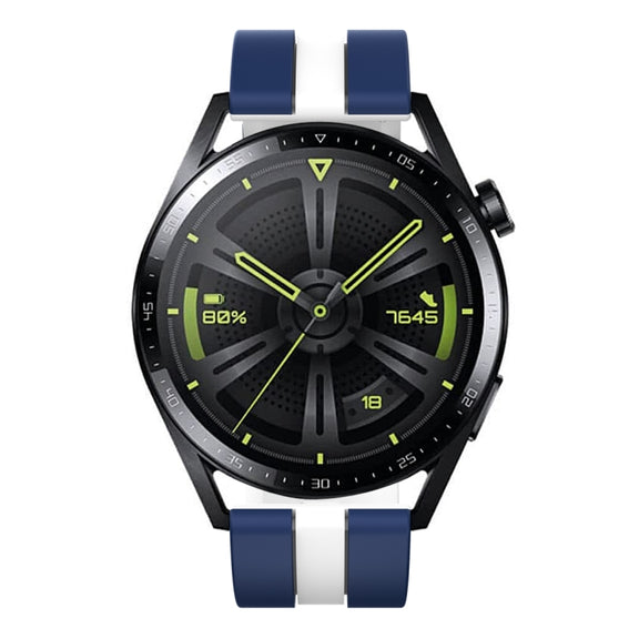 For Huawei Watch GT 3 / GT 3 Pro Vertical Two Color Silicone Watch Band(Dark Blue+White)