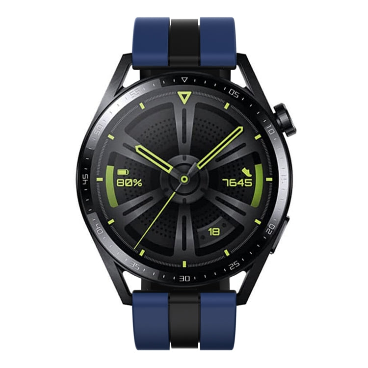 For Huawei Watch GT 3 / GT 3 Pro Vertical Two Color Silicone Watch Band(Dark Blue+Black) - Watch Bands by PMC TechLife | Online Shopping South Africa | PMC TechLife