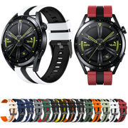 For Huawei Watch GT 3 / GT 3 Pro Vertical Two Color Silicone Watch Band(Dark Red+Black)