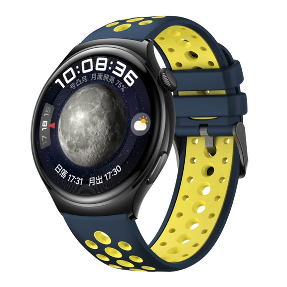 For Huawei Watch 4 Two Color Round Hole Silicone Watch Band(Ceylon Yellow)