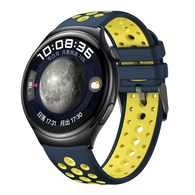 For Huawei Watch 4 Two Color Round Hole Silicone Watch Band(Ceylon Yellow)