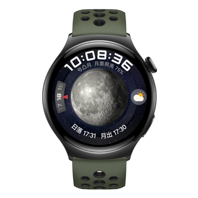 For Huawei Watch 4 Two Color Round Hole Silicone Watch Band(Spruce Green)