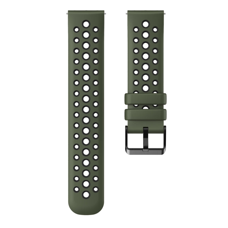 For Huawei Watch 4 Two Color Round Hole Silicone Watch Band(Spruce Green)