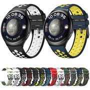 For Huawei Watch 4 Two Color Round Hole Silicone Watch Band(Ceylon Yellow)
