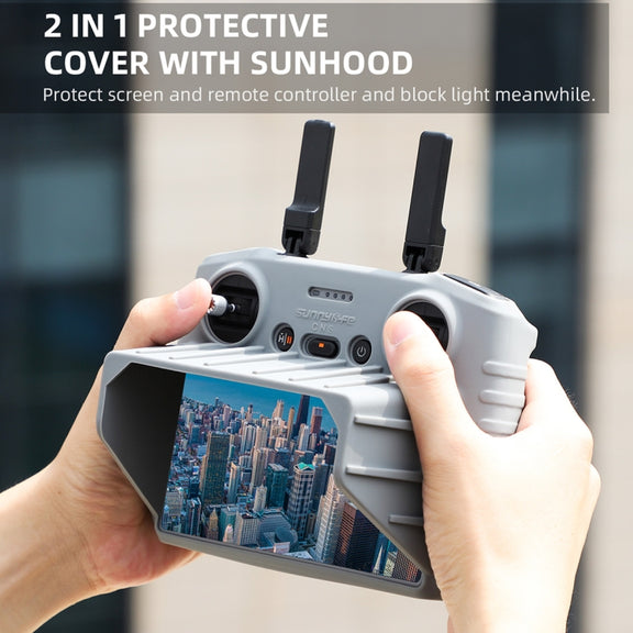For DJI RC 2 Sunnylife Remote Control Shockproof Anti-scratch Silicone Case with Hood(Black)