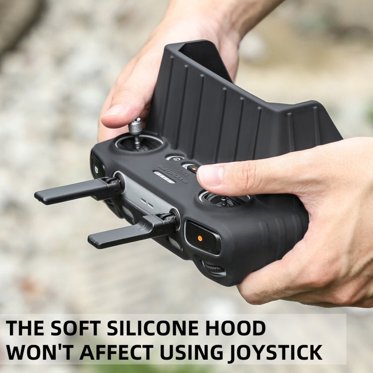 For DJI RC 2 Sunnylife Remote Control Shockproof Anti-scratch Silicone Case with Hood(Black)