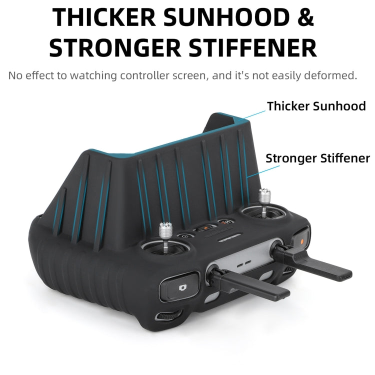 For DJI RC 2 Sunnylife Remote Control Shockproof Anti-scratch Silicone Case with Hood(Black)