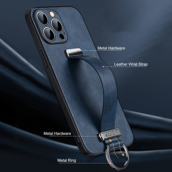 For iPhone 15 Pro Max SULADA Tide Cool Series PC + Leather Texture Skin Feel Phone Case(Black)