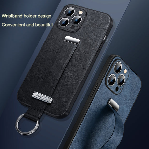 For iPhone 15 Pro Max SULADA Tide Cool Series PC + Leather Texture Skin Feel Phone Case(Black)