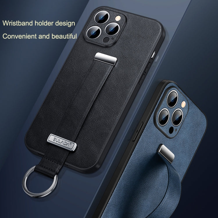 For iPhone 15 Pro Max SULADA Tide Cool Series PC + Leather Texture Skin Feel Phone Case(Black)