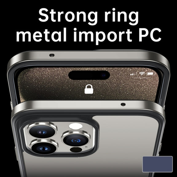 For iPhone 15 Pro Max SULADA Metal Frame + Nano Glass + TPU Phone Case(Blue)