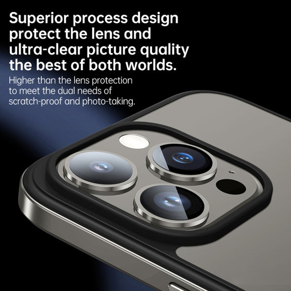 For iPhone 15 Pro Max SULADA Metal Frame + Nano Glass + TPU Phone Case(Blue)