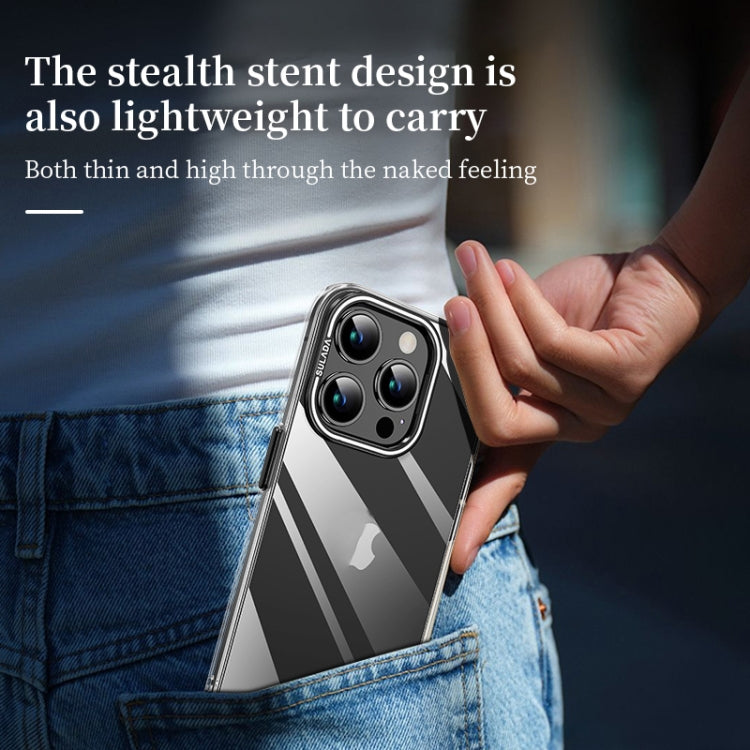 For iPhone 15 Pro Max SULADA PC + Aluminum Alloy Lens Holder Phone Case(Silver)