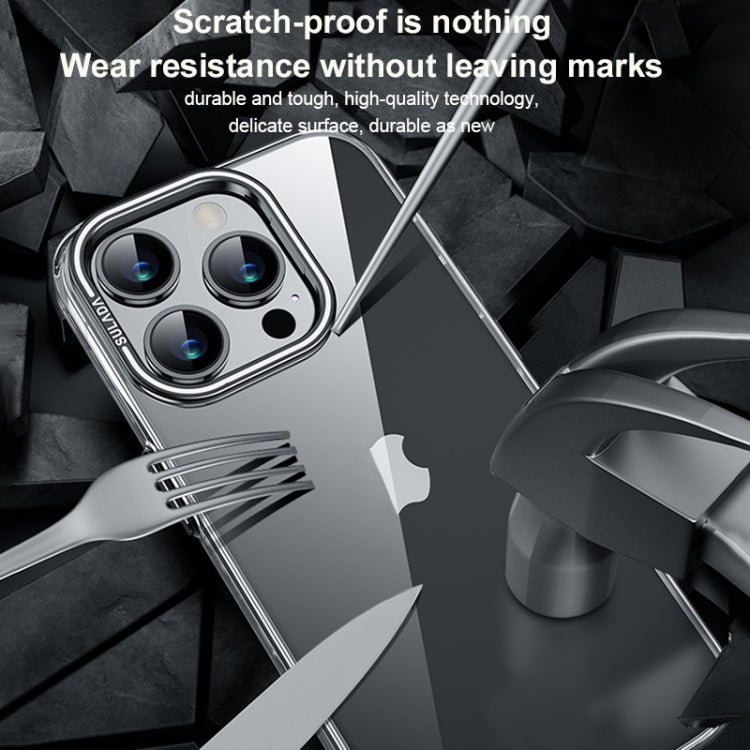 For iPhone 15 Pro Max SULADA PC + Aluminum Alloy Lens Holder Phone Case(Silver)