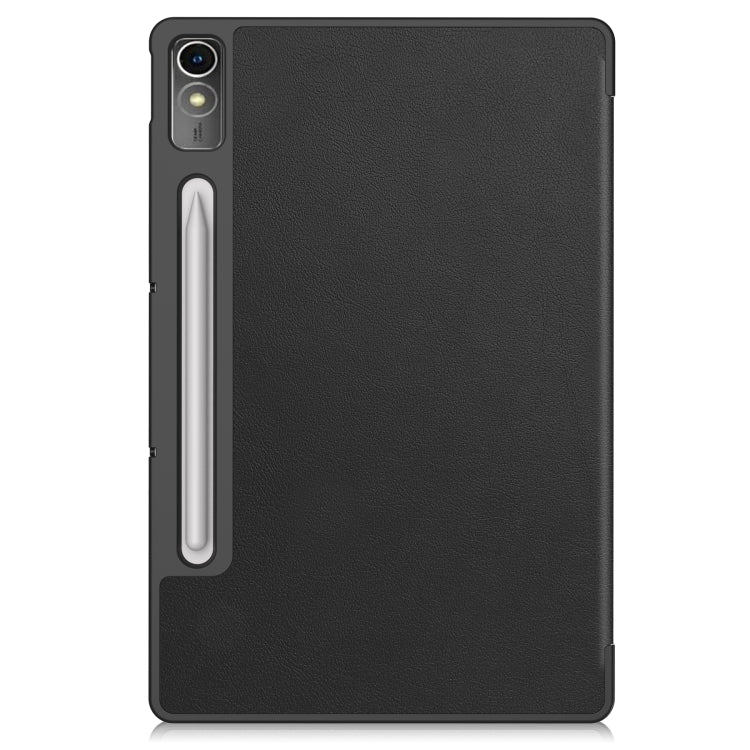 For Lenovo Tab P12/Xiaoxin Pad Pro 12.7 inch Custer Solid Color 3-Fold Stand Leather Tablet Case(Black) - Lenovo by PMC TechLife | Online Shopping South Africa | PMC TechLife | Buy Now Pay Later Mobicred