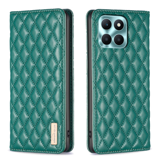 For Honor X6a Diamond Lattice Magnetic Leather Flip Phone Case(Green) - Honor Cases by PMC Jewellery | Online Shopping South Africa | PMC Jewellery | Buy Now Pay Later Mobicred