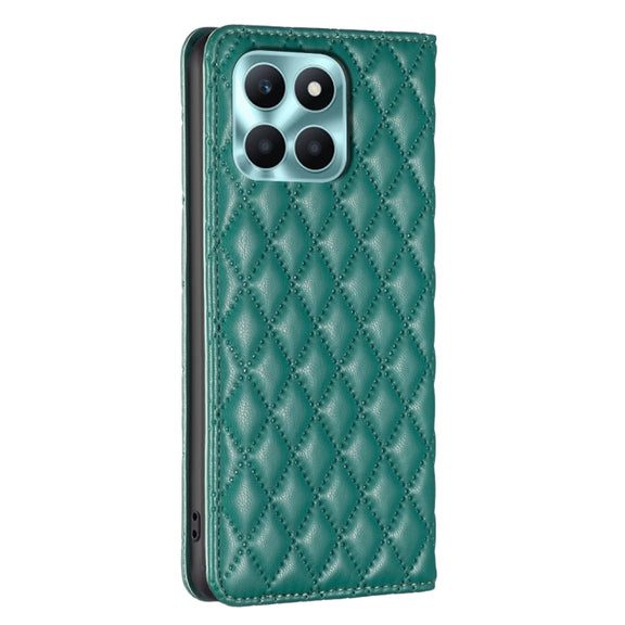 For Honor X6a Diamond Lattice Magnetic Leather Flip Phone Case(Green)