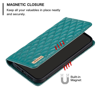 For Honor X6a Diamond Lattice Magnetic Leather Flip Phone Case(Green) - Honor Cases by PMC Jewellery | Online Shopping South Africa | PMC Jewellery | Buy Now Pay Later Mobicred