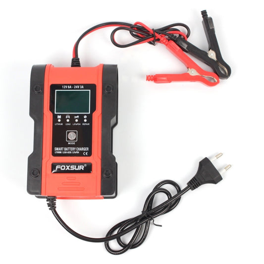 FOXSUR 12V-24V Car Motorcycle Repair Battery Charger AGM Charger Color:Red(EU Plug) - free shipping - PMC Jewellery - Order now!