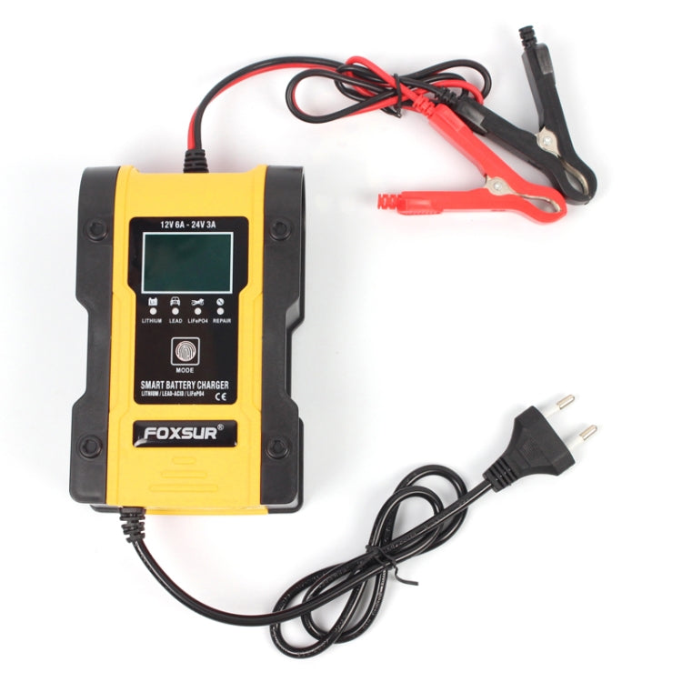 FOXSUR 12V-24V Car Motorcycle Repair Battery Charger AGM Charger Color:Yellow(EU Plug) - Battery Charger by FOXSUR | Online Shopping South Africa | PMC TechLife | Buy Now Pay Later Mobicred
