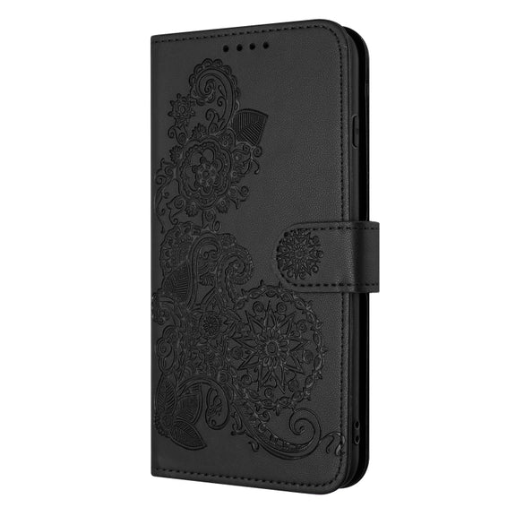 For Huawei Mate 10 Pro Datura Flower Embossed Flip Leather Phone Case(Black)