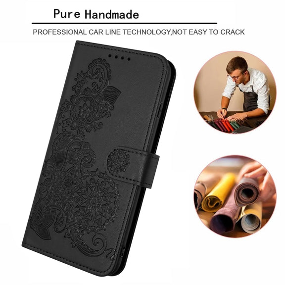 For Huawei Mate 10 Pro Datura Flower Embossed Flip Leather Phone Case(Black)
