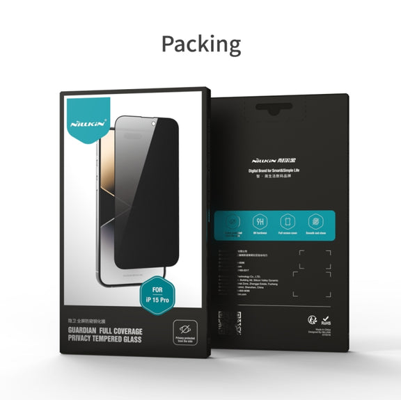 For iPhone 15 Pro NILLKIN Guardian Full Coverage Privacy Tempered Glass Film