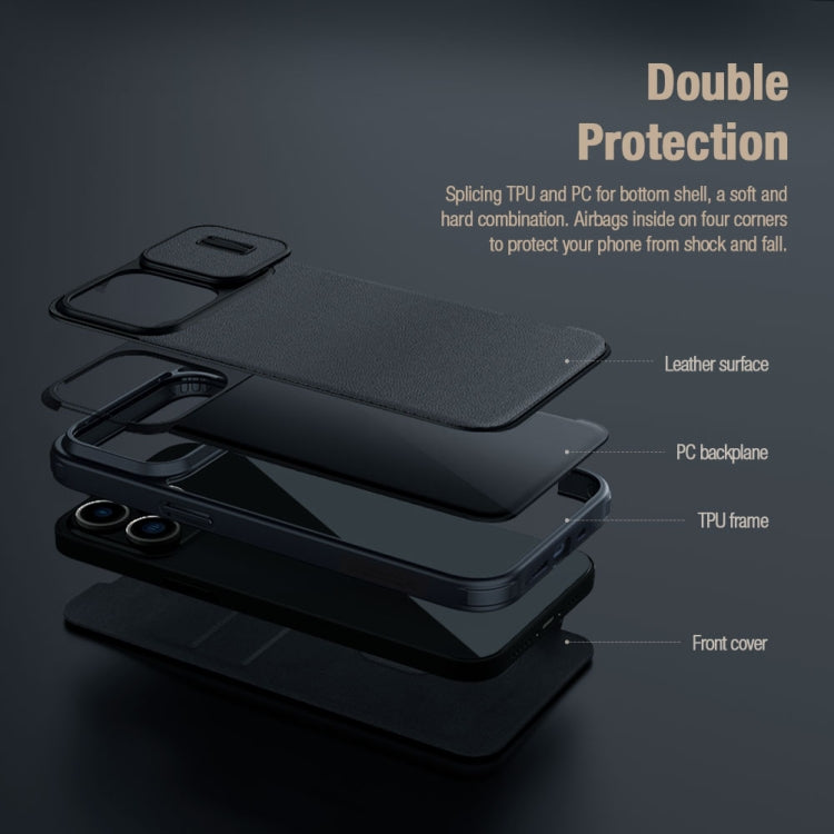 For iPhone 15 Pro NILLKIN QIN Series Pro Plain Leather Phone Case(Green) - iPhone 15 Pro Cases by NILLKIN | Online Shopping South Africa | PMC TechLife | Buy Now Pay Later Mobicred