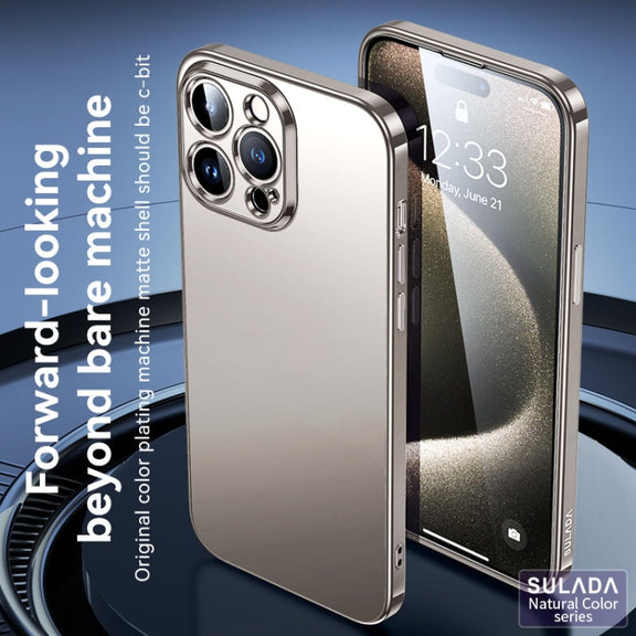 For iPhone 15 Pro Max SULADA Electroplating Frosted TPU Phone Case(Black)