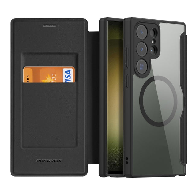 For Samsung Galaxy S23 Ultra 5G DUX DUCIS Skin X Pro Series Magsafe PC + TPU Phone Leather Case(Black)