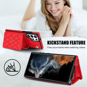 For Samsung Galaxy S22 Ultra 5G Crossbody Rhombic Horizontal Wallet Leather Phone Case(Red)