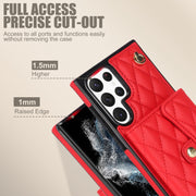 For Samsung Galaxy S22 Ultra 5G Crossbody Rhombic Horizontal Wallet Leather Phone Case(Red)
