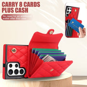 For Samsung Galaxy S22 Ultra 5G Crossbody Rhombic Horizontal Wallet Leather Phone Case(Red)