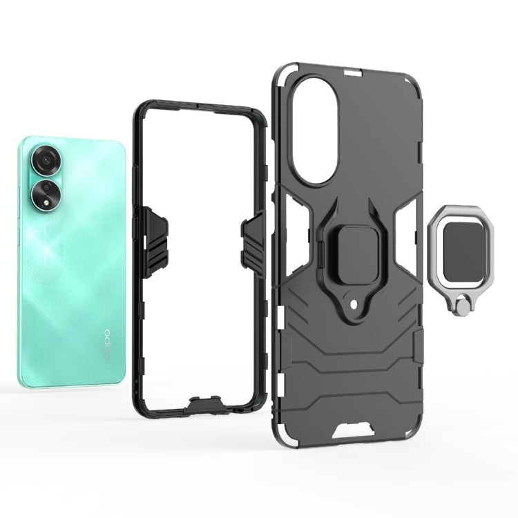 For OPPO A78 4G Shockproof PC + TPU Holder Phone Case(Black) - OPPO Cases by PMC TechLife | Online Shopping South Africa | PMC TechLife | Buy Now Pay Later Mobicred