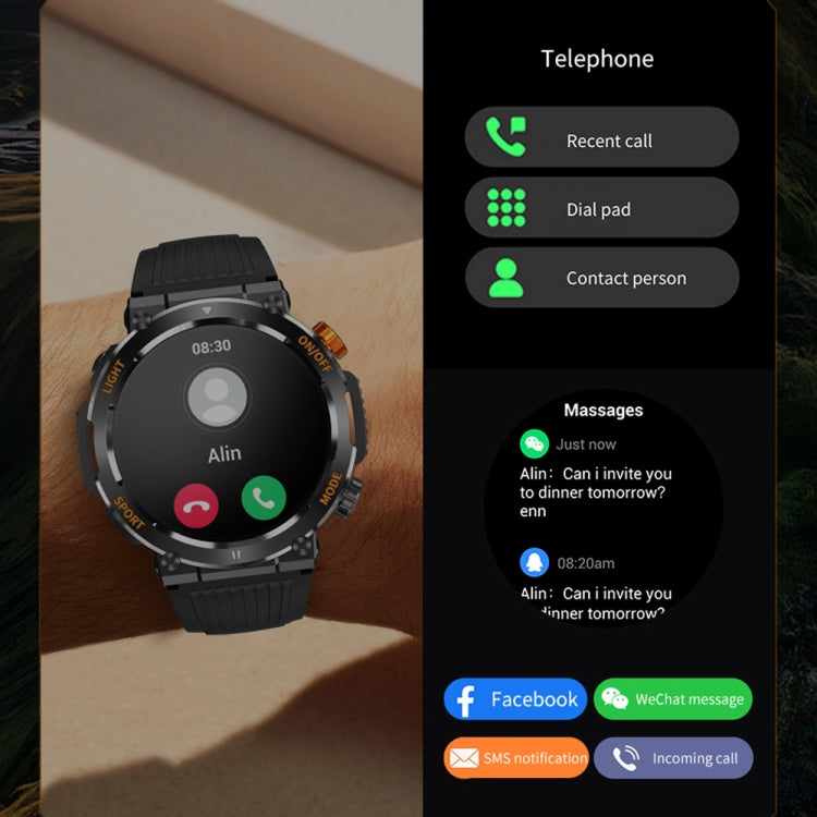 HT17 1.46 inch Round Screen Bluetooth Smart Watch, Support Health Monitoring & 100+ Sports Modes(Orange) - free shipping - PMC TechLife - Order now!