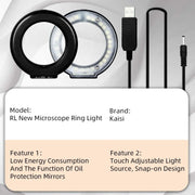 Kaisi RL1 28 Lamp Beads USB Interface Adjustable Brightness Microscope LED Ring Light