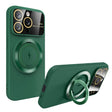For iPhone 15 Pro Large Window MagSafe Magnetic Holder Phone Case(Dark Green) - free shipping - PMC TechLife - Order now!