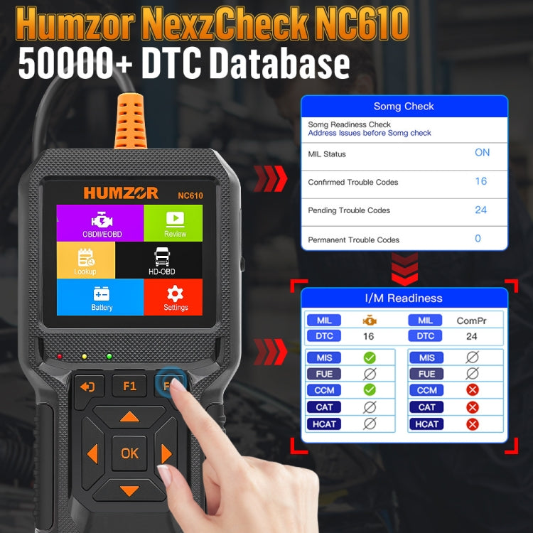 HUMZOR NexzCheck NC610 Car / Truck Code Reader OBD2 Diagnostic Scan Tool(Black) - Code Readers & Scan Tools by PMC TechLife | Online Shopping South Africa | PMC TechLife