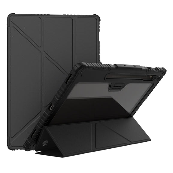 For Samsung Galaxy Tab S9 Ultra NILLKIN Bumper Pro Multi-angle Folding Style Tablet Leather Case(Black)