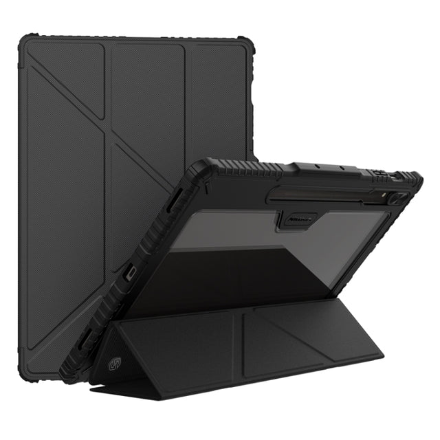 For Samsung Galaxy Tab S9 Ultra NILLKIN Bumper Pro Multi-angle Folding Style Tablet Leather Case(Black)