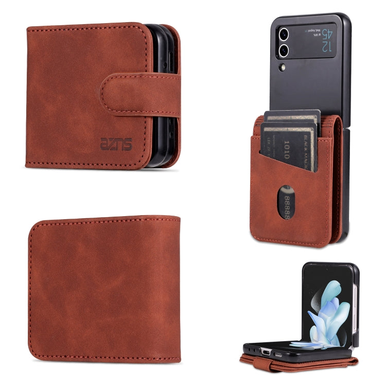 For Samsung Galaxy Z Flip4 5G AZNS Skin Feel Calf Texture Flip Leather Phone Case(Brown) - Galaxy Z Flip4 5G Cases by AZNS | Online Shopping South Africa | PMC TechLife | Buy Now Pay Later Mobicred