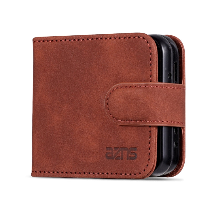 For Samsung Galaxy Z Flip4 5G AZNS Skin Feel Calf Texture Flip Leather Phone Case(Brown)