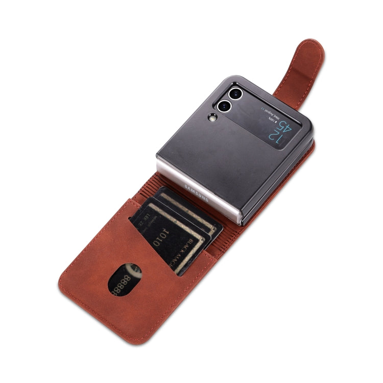 For Samsung Galaxy Z Flip4 5G AZNS Skin Feel Calf Texture Flip Leather Phone Case(Brown)