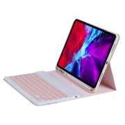 C-11B For iPad Air 4 / Air 5 / Pro 11 inch 2022 / 2021 / 2020 / 2018 Detachable ABS Candy Color Bluetooth Keyboard Tablet Case with Stand & Pen Slot(Pink)