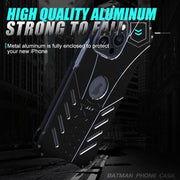 For iPhone 15 R-JUST Batman Hollow Metal Phone Protective Case(Black)