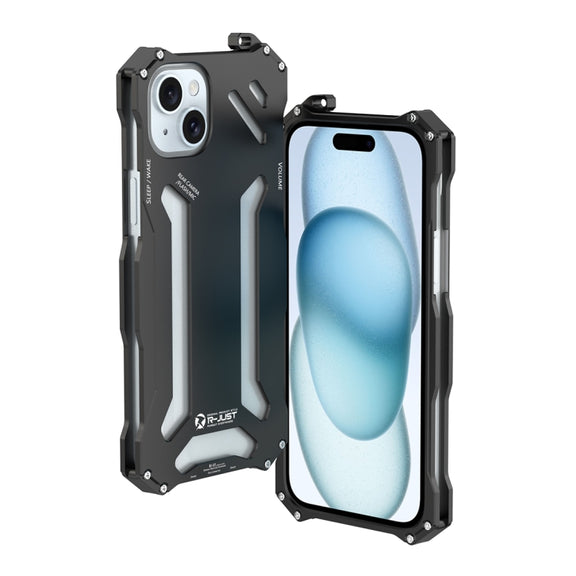 For iPhone 15 R-JUST RJ17 Shockproof Armor Metal Phone Case(Black)